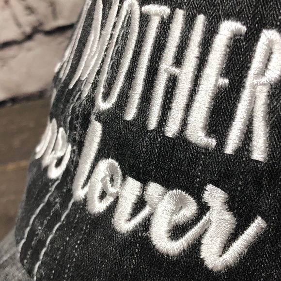 "Cat Mother Wine Lover" Embroidered/Distressed Cap - Picture 3 of 7